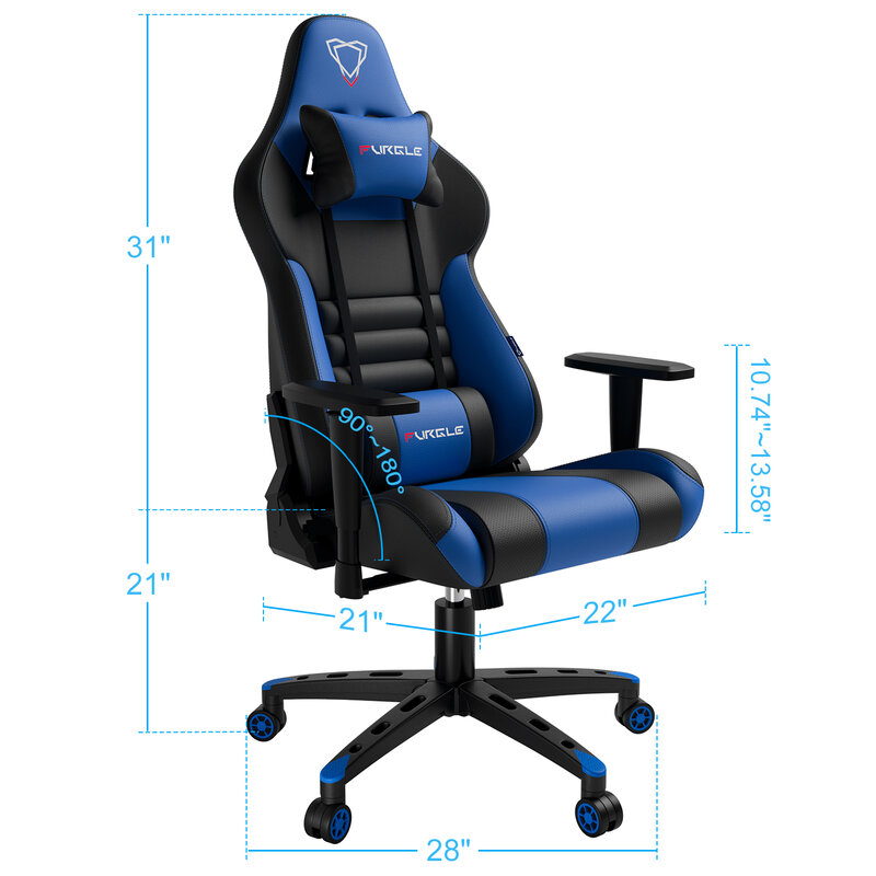 Furgle Gaming Chairs Office Chair Computer Chair with High-back Synthetic Leather Internet Chair Racing Chair for Desk Chair