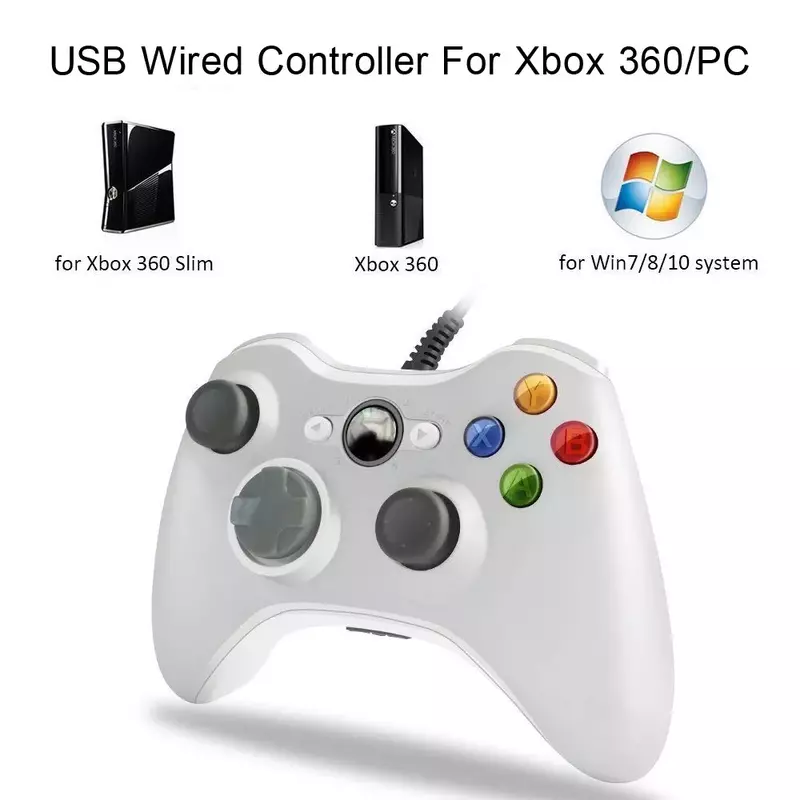Xbox 360, 360 용 USB 유선 컨트롤러 슬림 게임 패드 조이패드 조이스틱 Microsoft XBOX360 콘솔 PC Windows 7,8,10,11, Windows 지원
