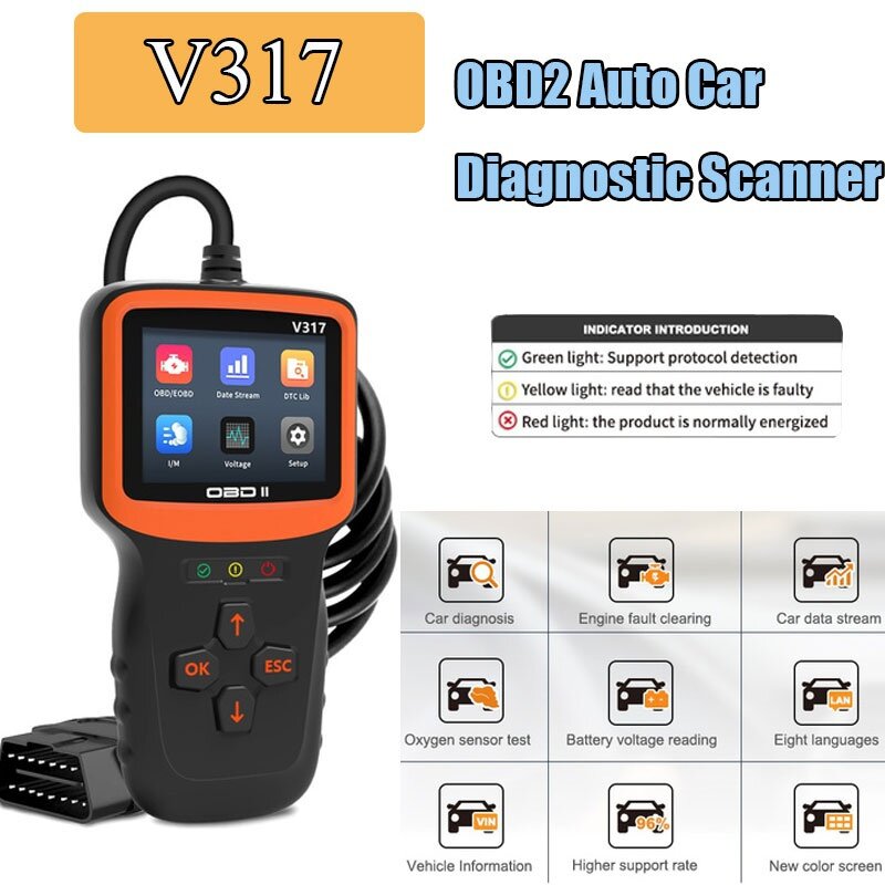 Lector de código OBD2 /EOBD para coche, herramientas de diagnóstico automotriz profesional, V317, OBD2