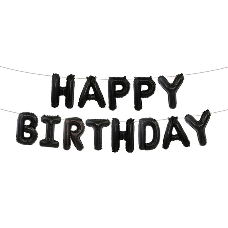 생일 축하 장식 풍선 로즈 골드 실버 글자 알루미늄 호일 풍선 어린이 성인 생일 장식 파티 용품, 13 피스