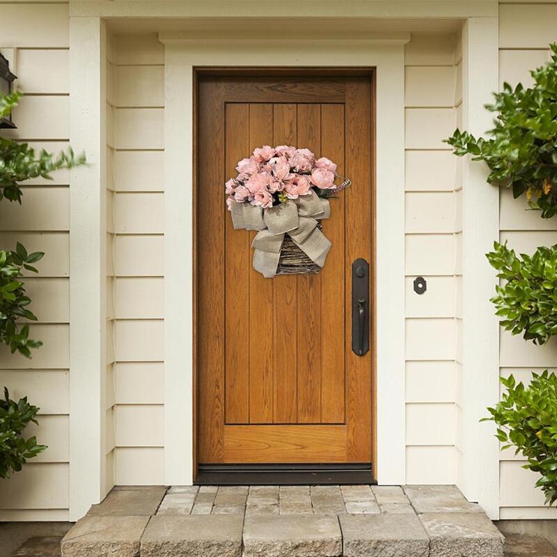 Colgador de puerta de hortensia para decoración del hogar, cesta de flores salvajes, guirnalda de granja, Wre P2G7