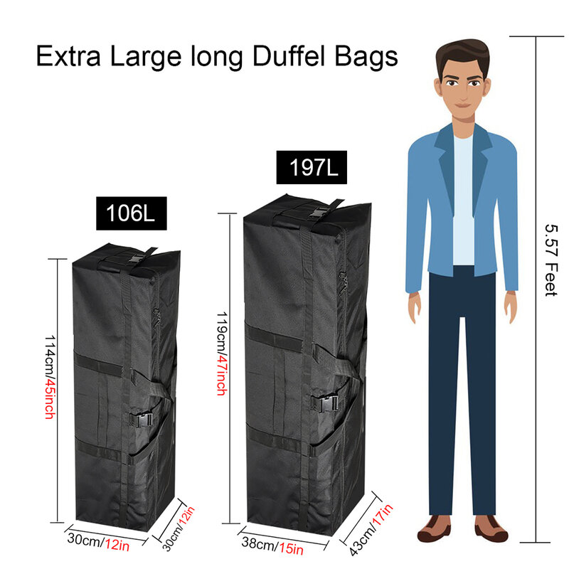 80/100/106/197l extra grandes sacos de duffel dobrável saco de armazenamento saco de viagem para acampamento/caixas em movimento/tenda