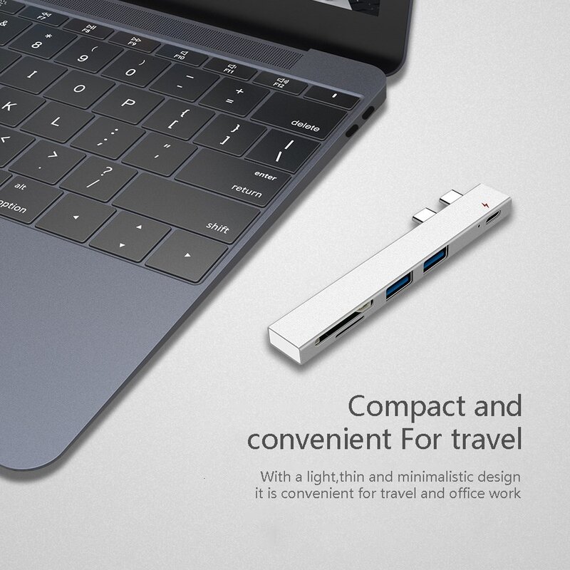 Aluminum Alloy USB C Hub With SD/TF Card Reader Multi USB Type C Hub Adapter Compatible For Apple MacBook Pro Laptop PC Genuine
