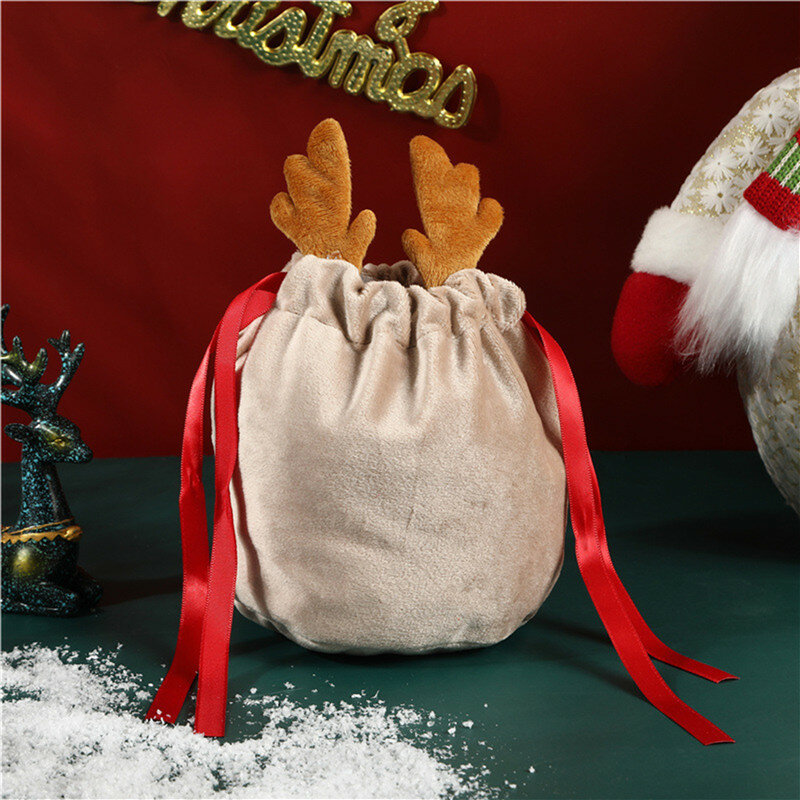 عيد الميلاد أكياس الحلوى قرون أكياس المخملية رسم سلسلة الأرنب هدية أكياس التعبئة دروبشيبينغ أكياس ديكور الحفلات 2023