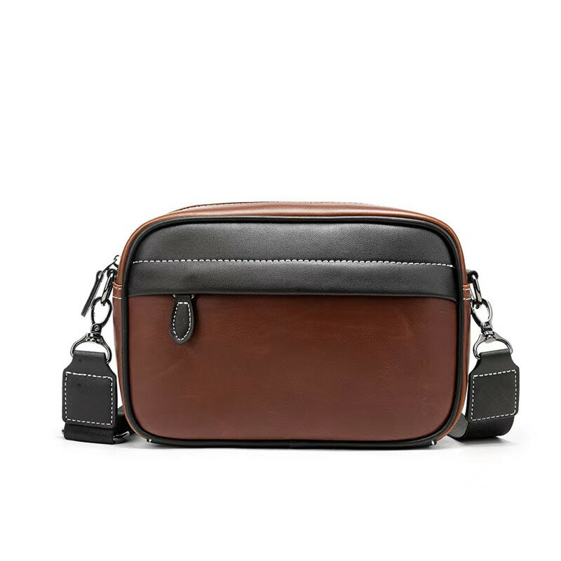 Fashion messenger bag multifunctional plaid men's one-shoulder messenger bag classic leather luxury men's messenger bag