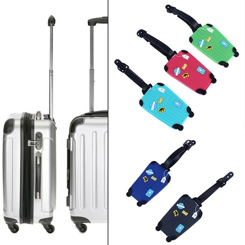 Étiquettes de bagage mignonnes en silicone, porte-adresse d'identité de valise, étiquette de bagage portable, accessoires de voyage, haute qualité