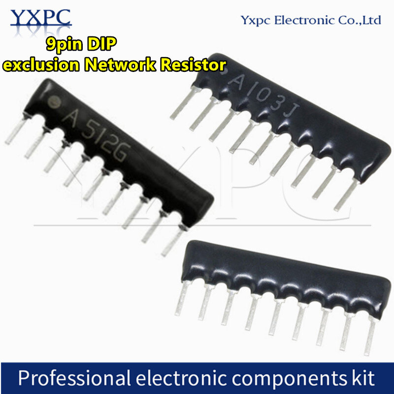 10pcs 9pin DIP Exclusão Resistor Rede 100 220 330 470 680 K 1.5k 2 1K 2.2K 3.3K 4.7K 5.1K 5.6K K 100K ohm 102 202 472J 10