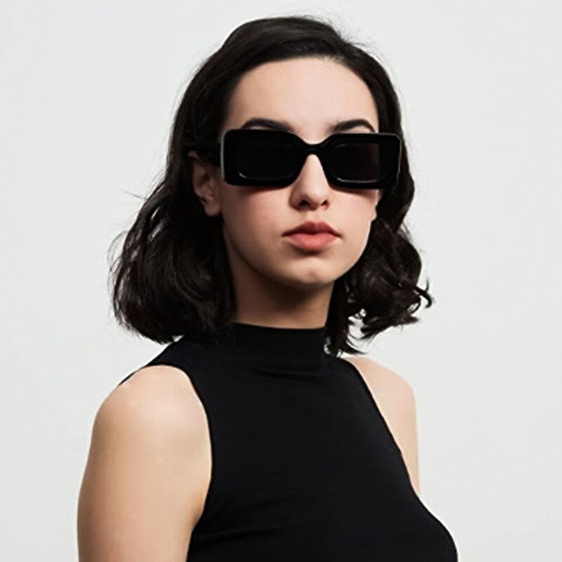 6 ألوان مربع الإطار الهيب هوب النظارات الشمسية للرجال النساء شخصية سميكة حافة موضة الاتجاه كول نظارات شمسية Uv400