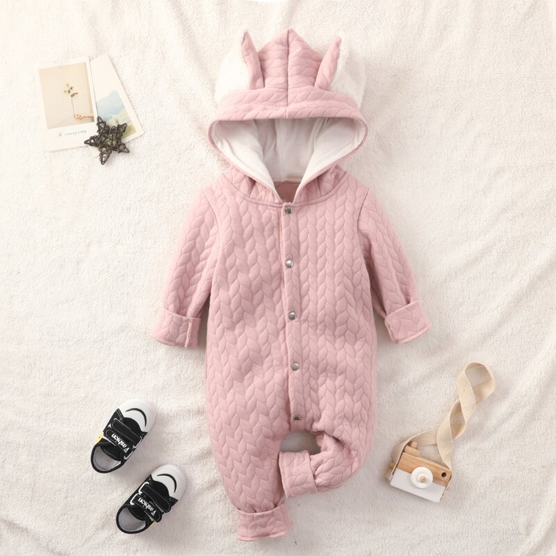 Weixinbuy Spring Toddler Long Sleeve Rompers Infant Boys Girls Hooded Bodysuits Newborn Baby Clothing 0-18M