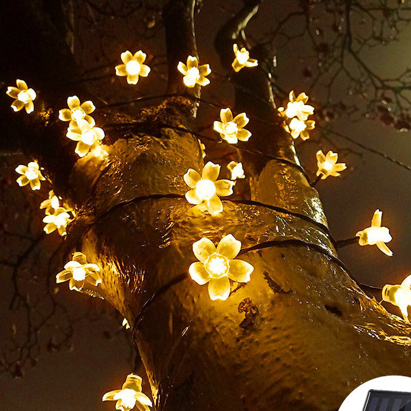 7 متر الشمسية سلسلة أضواء عيد الميلاد في الهواء الطلق 23 قدم 50 LED 3 وضع مقاوم للماء زهرة حديقة زهر الإضاءة زينة لحفلات المنازل