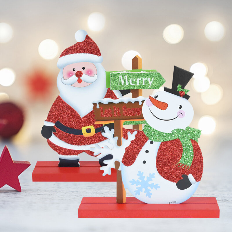 Decoração de natal papai noel boneco de neve de madeira artesanato ornamentos festa de natal ano novo 2023 decoração para casa presente dos miúdos navidad noel