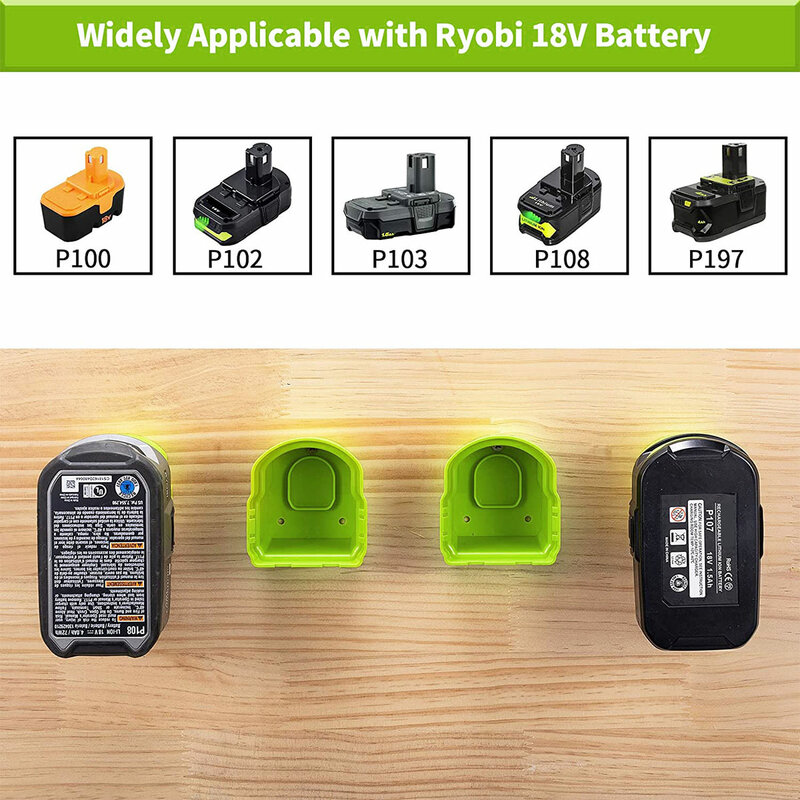Supporto per batteria durevole da 6 pezzi compatibile con batteria Ryobi 18V supporto per batteria in plastica supporto per batteria per impieghi gravosi
