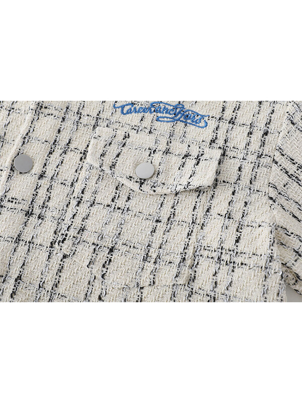 Chemise à carreaux brodée pour femme, manteau à manches longues, surdimensionné, 3xl, Style coréen, Y2K, collection automne 2022
