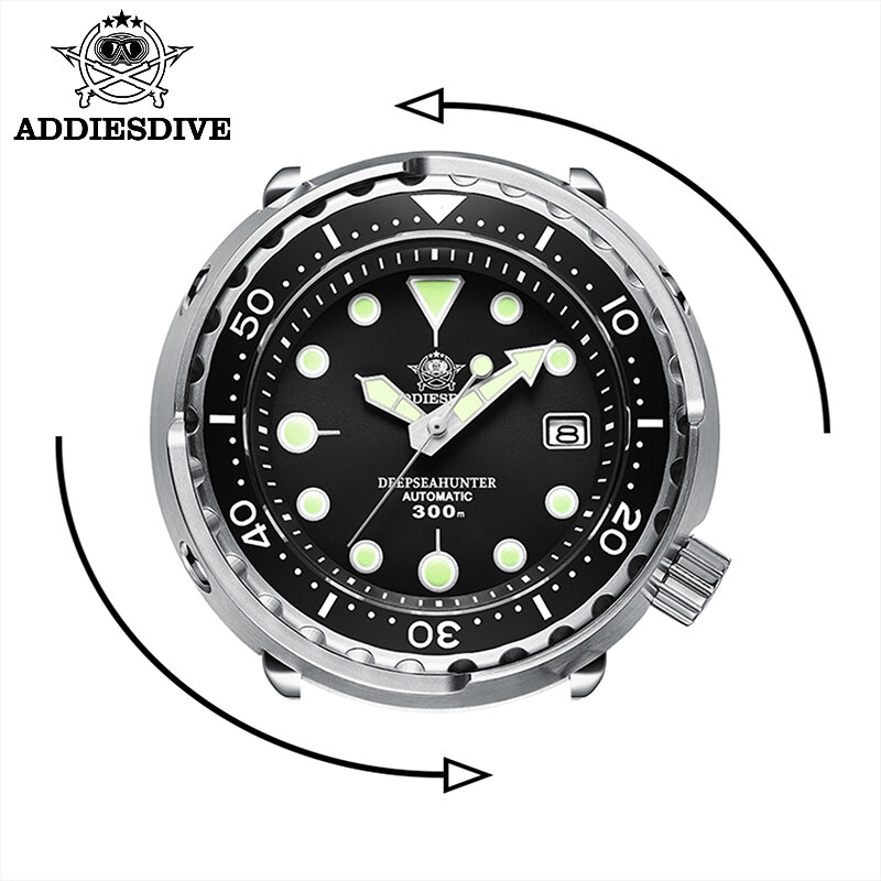 Addicesdive-reloj mecánico de acero inoxidable para hombre, pulsera con movimiento NH35, esfera luminosa, cristal de zafiro, 300m