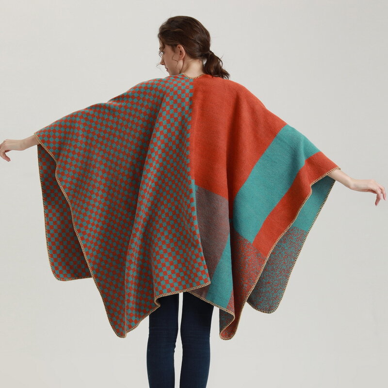 Alta qualidade feminino poncho 130x135cm xales pashmina inverno cachecol envolve bufanda silenciador cashmere macio grosso cobertor designer