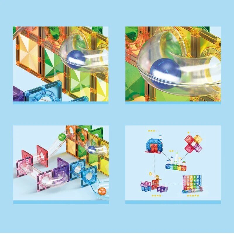 Creative Magnetic Building Blocks Colorful Transparent Multi-functional Splicing Deformation Early Education Puzzle DIY Toy