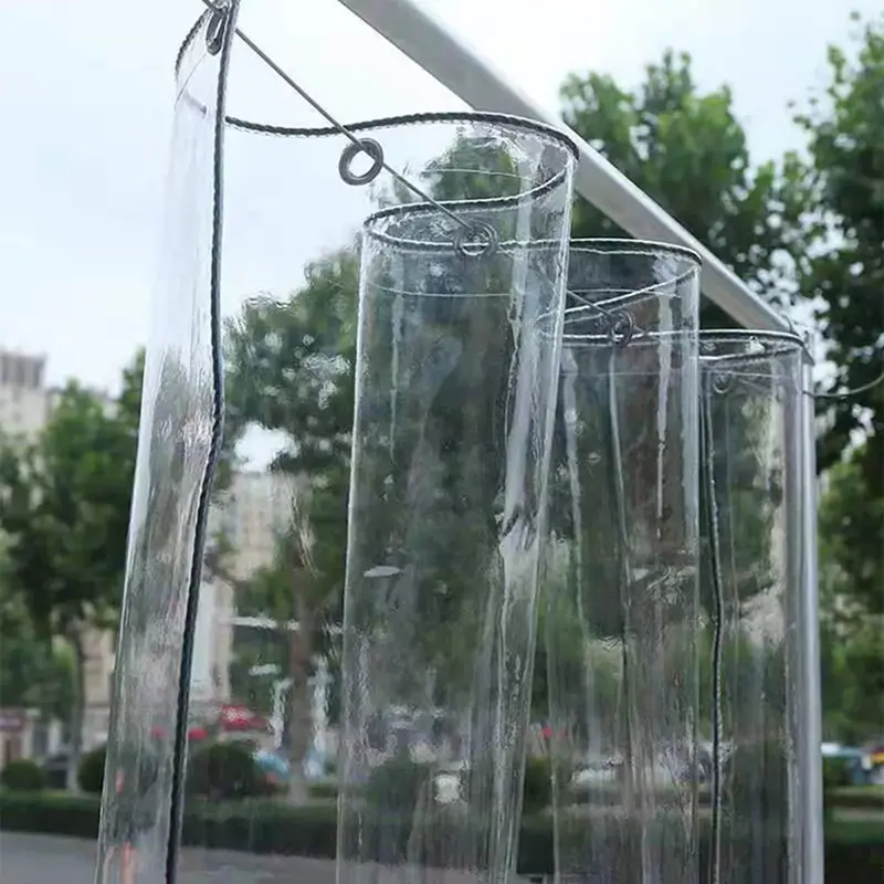 Capa de chuva dobrável 0.39mm para a mobília do jardim encerado transparente do pvc com ilhós canopes duráveis à prova de intempéries