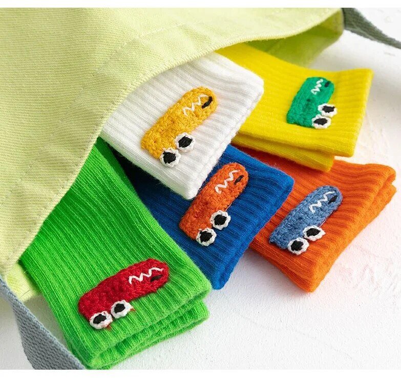 Calcetines de algodón de dibujos animados para niños y niñas, medias de tubo japonesas de princesa, 5 par/pack, novedad de otoño
