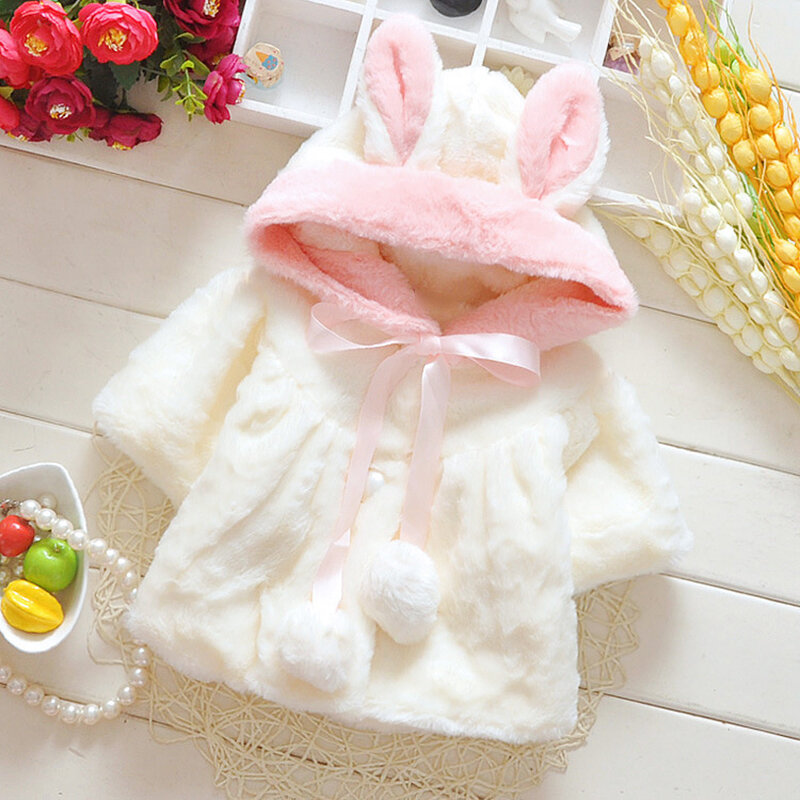 Melario Baby Girl Winter Clothes New Cute Fleece Fur Coat Outerwear Cloak Cartoon Children Jacket Coat Kids Clothes