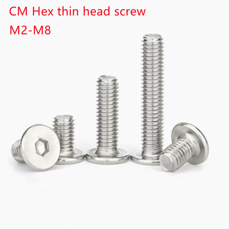 5-100PCS hex thin head screw CM m1.6 to m8 304 stainless steel Hex Socket Ultra Thin Super Low Flat Wafer Head Allen Cap Screw