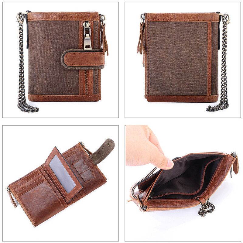 Oryginalny prawdziwy męski portfel ze skóry RFID luksusowy projektant portfele dla mężczyzn posiadacz karty wysokiej jakości łańcuchy prezenty