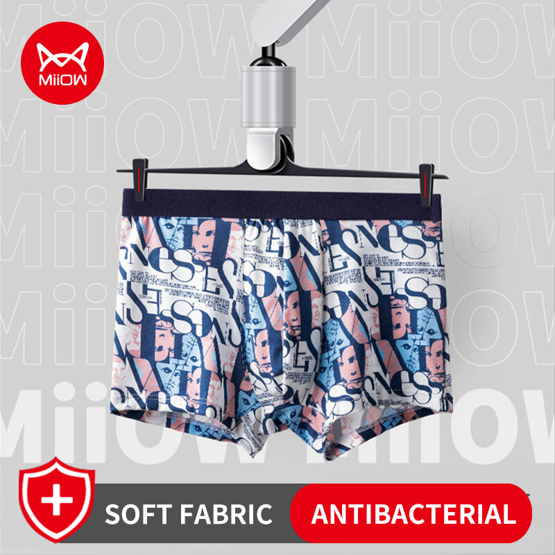 Miiow 4 Stuks Mannelijke Slipje Ademend Innerwear Sexy Mannen Underpants Man Ondergoed Boxers Print Antibacteriële Ijs Zijde Boxershorts