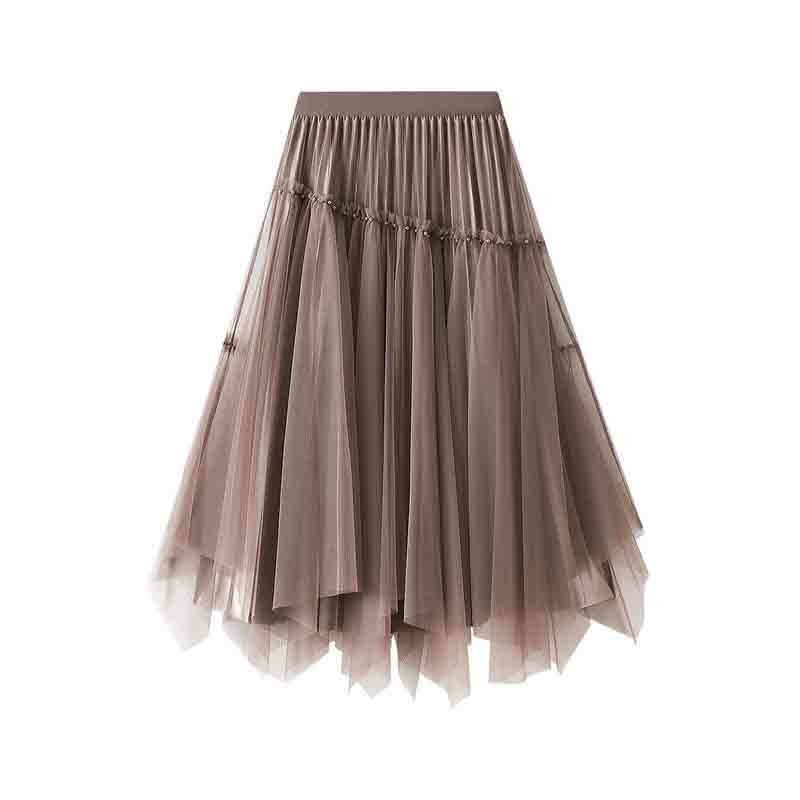 Falda informal de Color liso para mujer, falda elegante de cintura alta, de hilo, Y57
