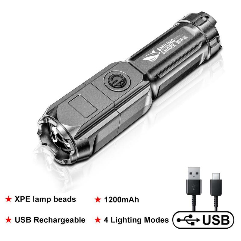 Latarka o silnym świetle 4 tryby USB akumulator wodoodporny Zoom gigantyczne jasne oświetlenie zewnętrzne przenośna latarka Led Luminous