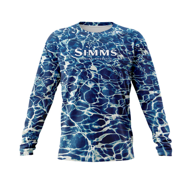 SIMMS-traje de pesca de camuflaje para hombre, camisa de pesca con absorción de humedad, Jersey de manga larga con protección solar