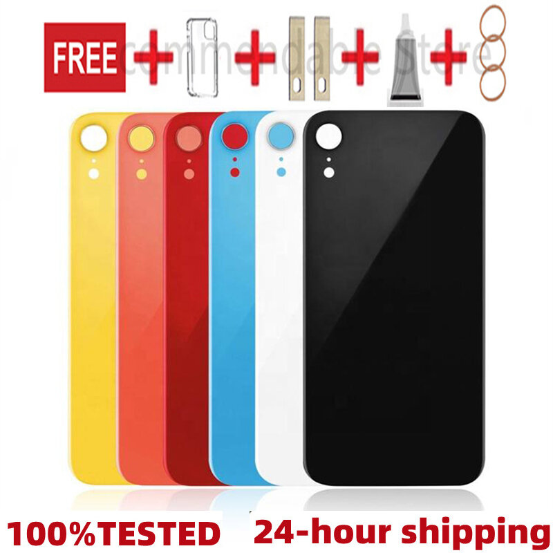 For iPhone XR Battery Cover Back Glass Panel Replacement High Quality Housing Glass Panel+ Logo + Gift