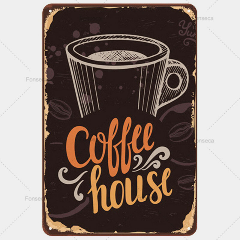 خمر رث القهوة معدن القصدير تسجيل شيك القصدير المشارك مقهى بار مطعم جدار ديكور الحديد اللوحة
