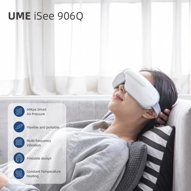 UME-masajeador ocular iSee 906Q, dispositivo eléctrico con vibración para el cuidado de los ojos, con música, alivia la fatiga de las ojeras