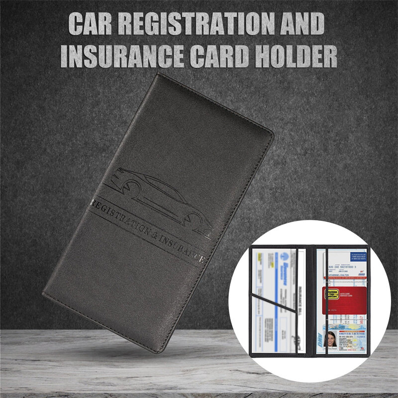 6 kolorów wielofunkcyjna rejestracja samochodu ubezpieczenie dokumenty jazdy karty kredytowe długi uchwyt ze skóry PU Cover