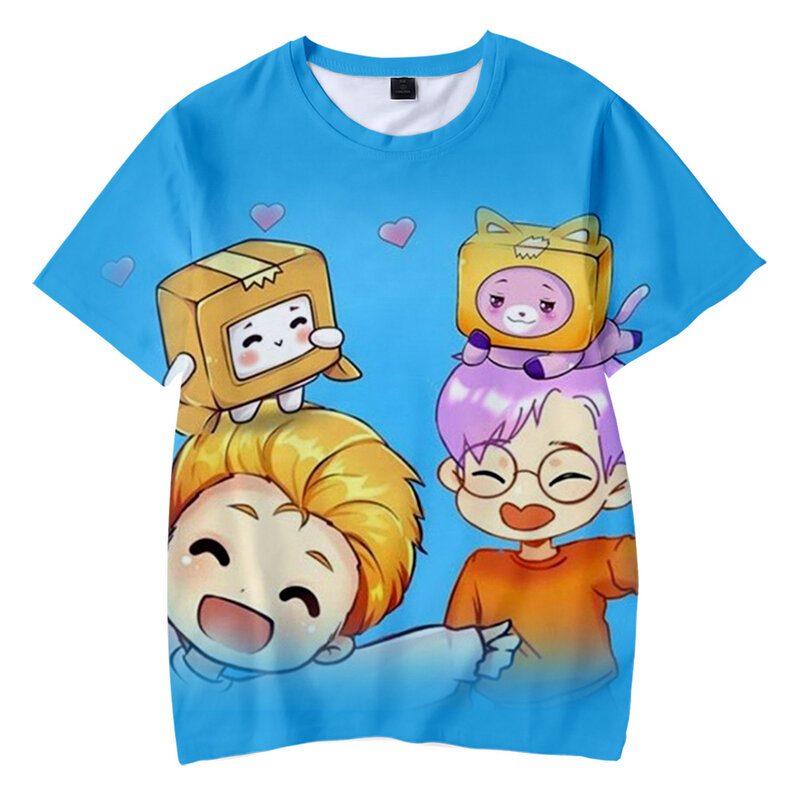 Lankybox-camisetas con estampado 3D para niños y niñas, camiseta de manga corta a la moda, ropa de calle informal para niños, gran oferta