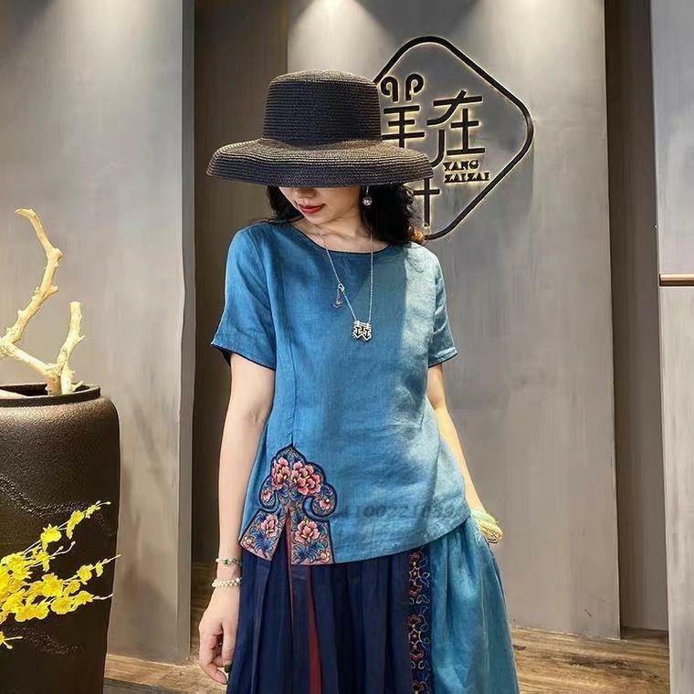 Chinese Vintage Blouse Camisa Hanfu Tops Katoenen Linnen Cheongsam Blouse Retro Bloem Borduurwerk Qipao Shirt Tang Suit