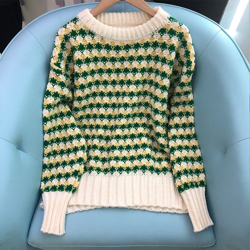 DAYIFUN-suéteres de imitación de visón para mujer, jerseys de punto, ropa holgada de cuello redondo, suéter informal, Tops cálidos