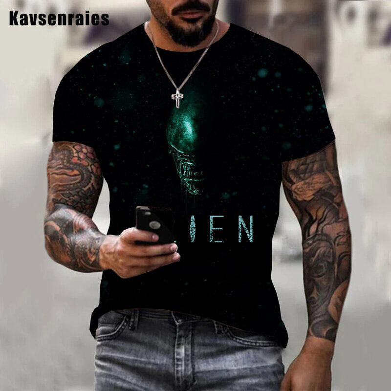 Camiseta con estampado de Alien en 3D para hombre y mujer, camisa de alta calidad, a la moda ropa de calle Harajuku, Tops de gran tamaño 2022