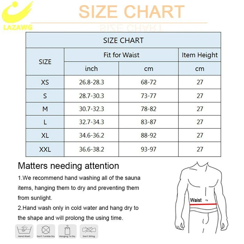 LAZAWG – ceinture de sudation en néoprène pour hommes, ceinture amincissante pour le corps, perte de poids