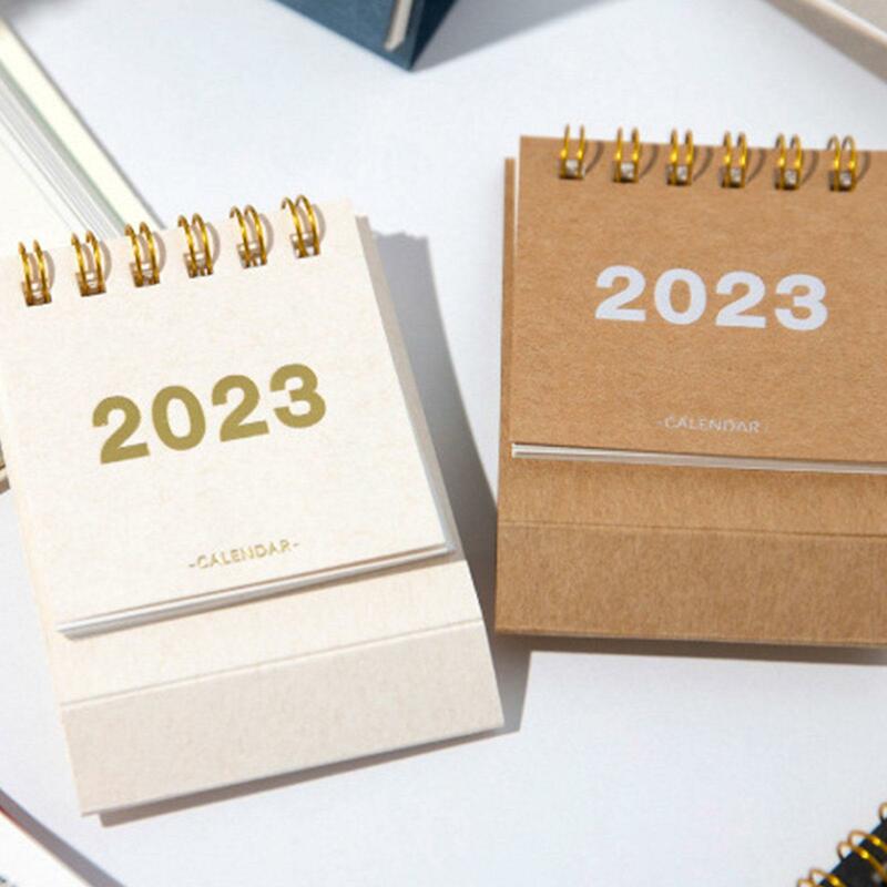2023 Small Fresh Calendar Creative Simple Solid Color Planner Desk Portable Calendar Calendar School Supplies Office Mini P V0A4