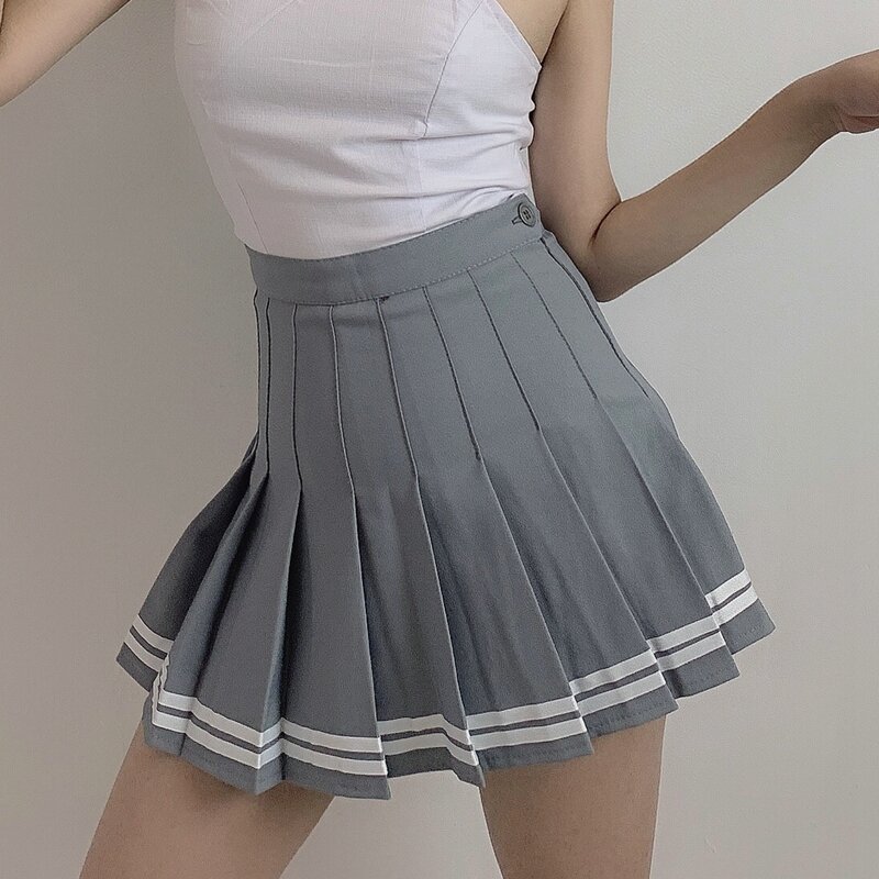 Женская мини-юбка в полоску, с высокой талией, 7 цветов