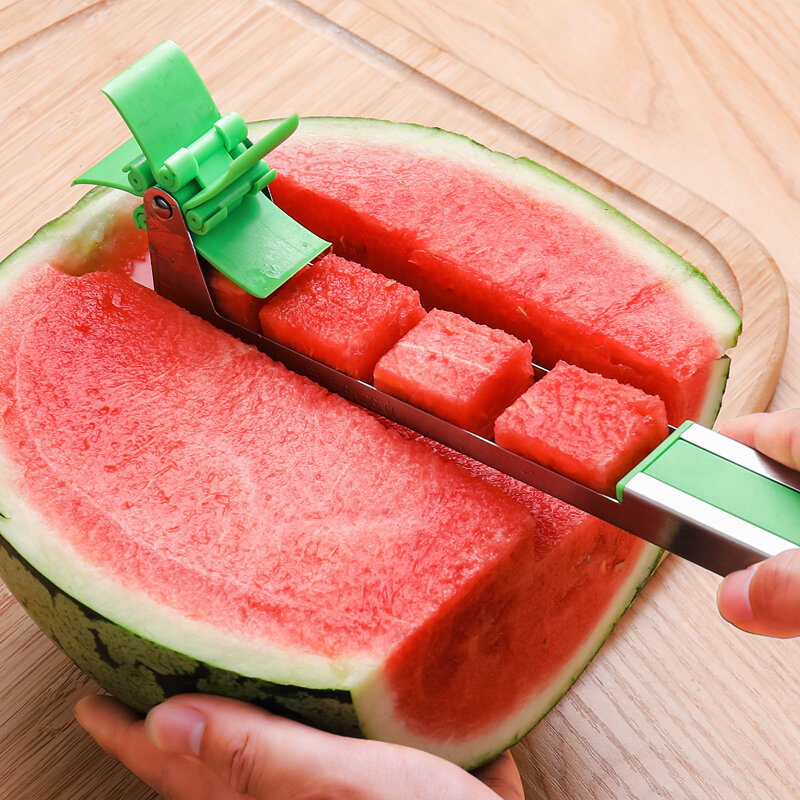 Watermeloen Cutter Rvs Windmolen Ontwerp Cut Watermeloen Keuken Accessoires Gadgets Salade Fruit Tool Cutter Wasbare