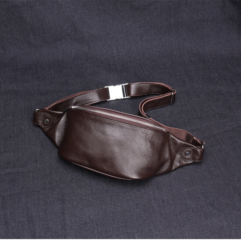 High-end Men's Casual Real Cow Leather Waist Bag Single Shoulder Crossbody Chest Bags