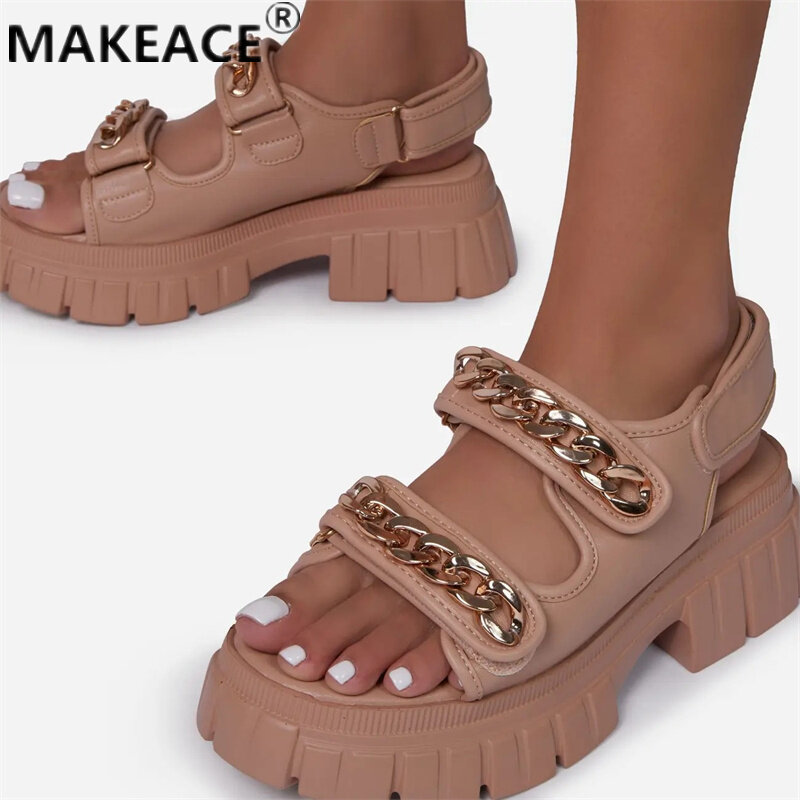 Ladies' Sandal New Summer Fashion Platform Peep-toe Party Shoes for Women In High Quality Leather Multicolor Women Sandals