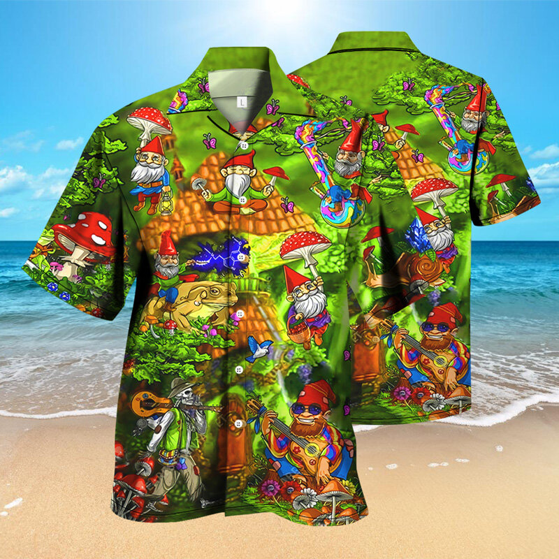 Zomer Mannen Hawaiian Shirts Horror Schedels 3D Print Mode Streetwear Button Down Korte Mouw Losse Ademend Tops 4XL Eu Size