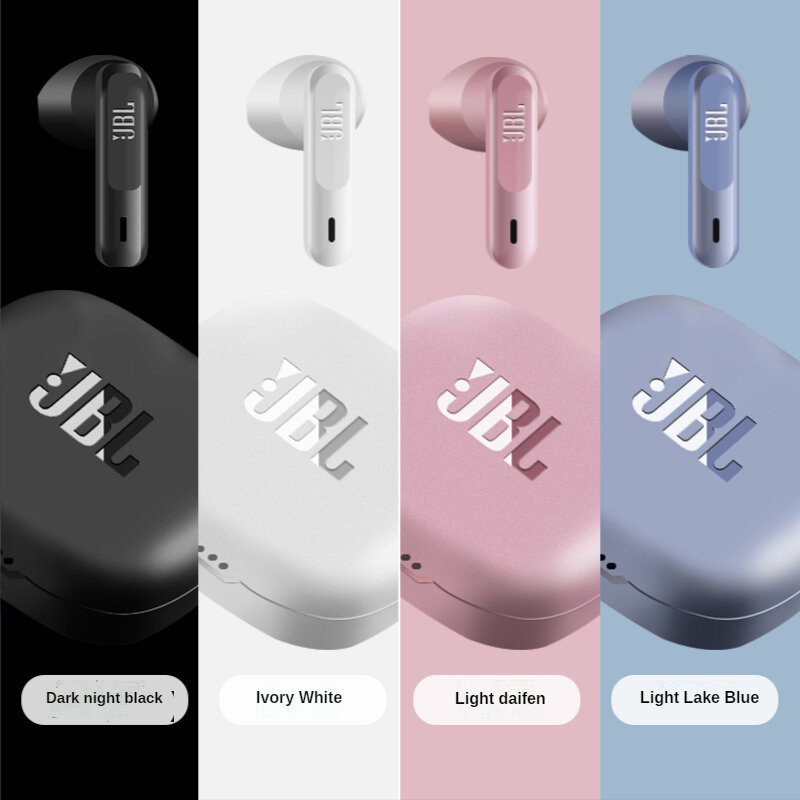 JBL W300TWS Headphone Bluetooth Nirkabel Stereo Earbud Bass Suara Noise Cancelling Earphone Bluetooth dengan Kotak Pengisi Daya Mikrofon