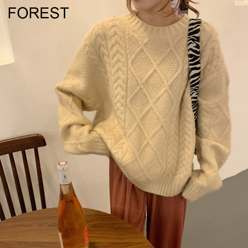 Вязаный свитер, новинка 2021, Свободный пуловер с длинным рукавом, однотонный, с круглым вырезом, вязаный свитер, топ, женская одежда