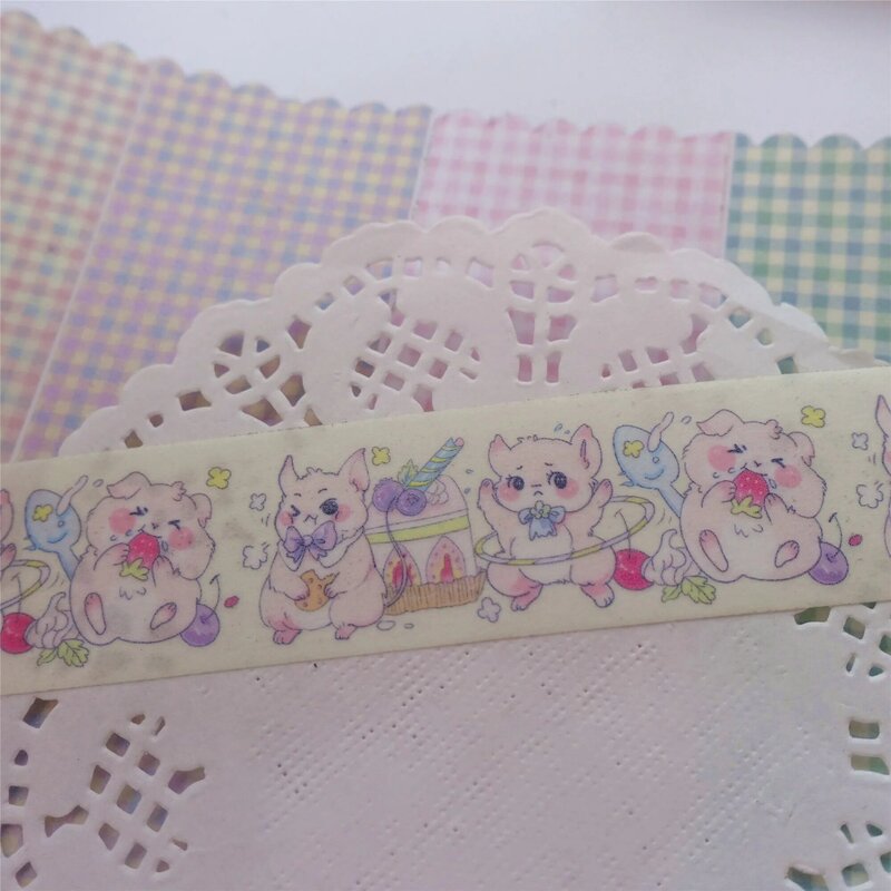 Kawai Animal Cute mangiare criceto decorazione Washi Tape DIY Planner Diary Scrapbooking nastro adesivo forniture per ufficio