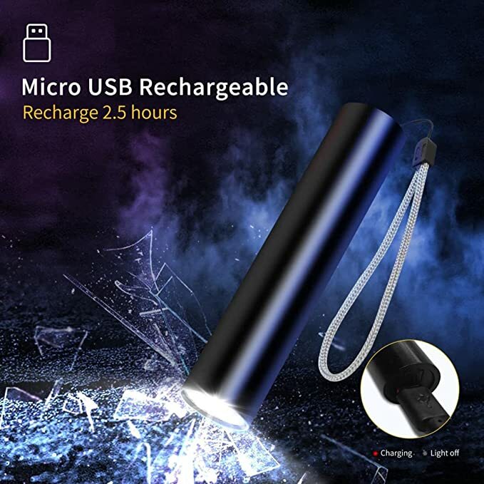 Mini linterna brillante recargable por USB, linterna de aleación de aluminio, lámpara LED superbrillante, enfoque de cuentas, linterna conveniente