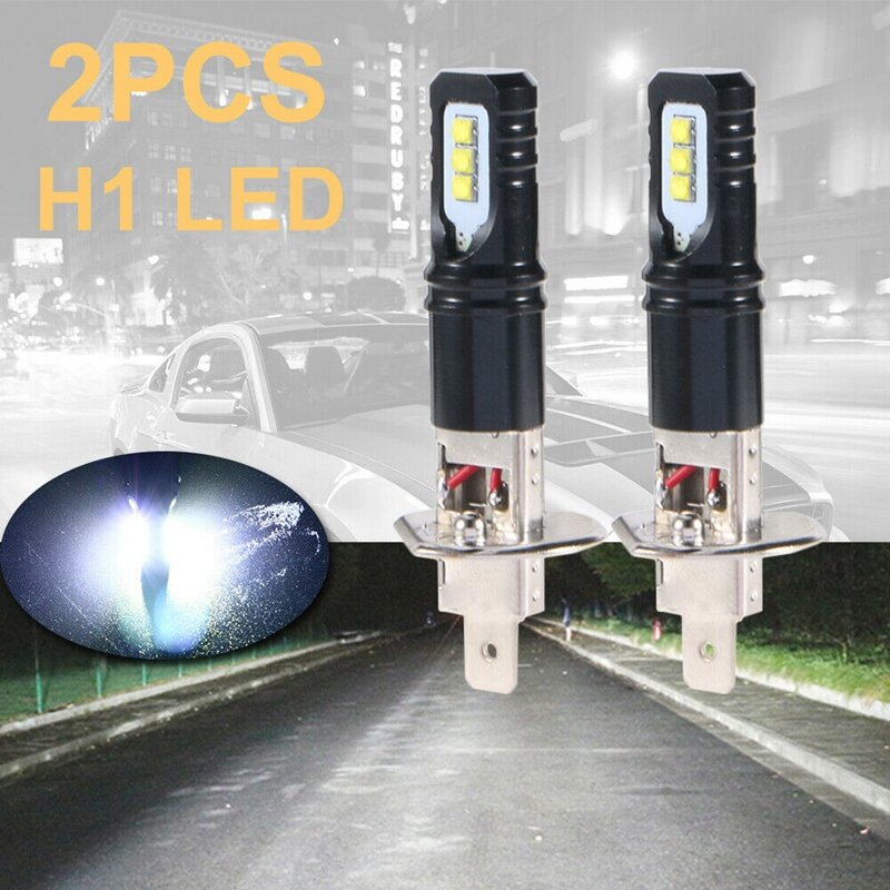 2 bombillas de faro LED H1 6000K Super brillante, luz de carretera, blanco, 6000LM, DRL, nuevo