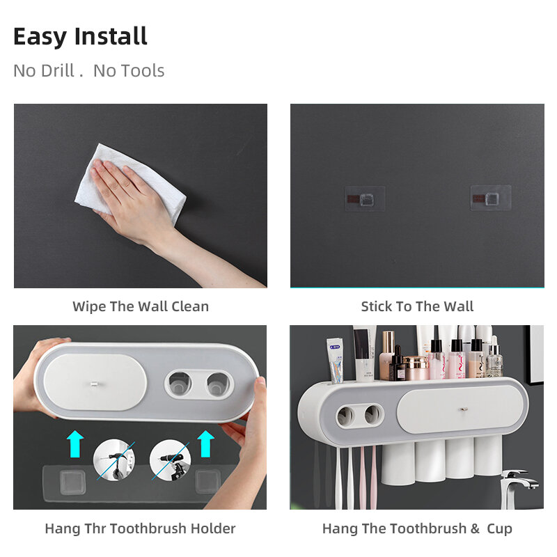 Suporte de escova de dentes do banheiro multifuncional adsorção magnética invertido automático cremalheira de armazenamento do banheiro